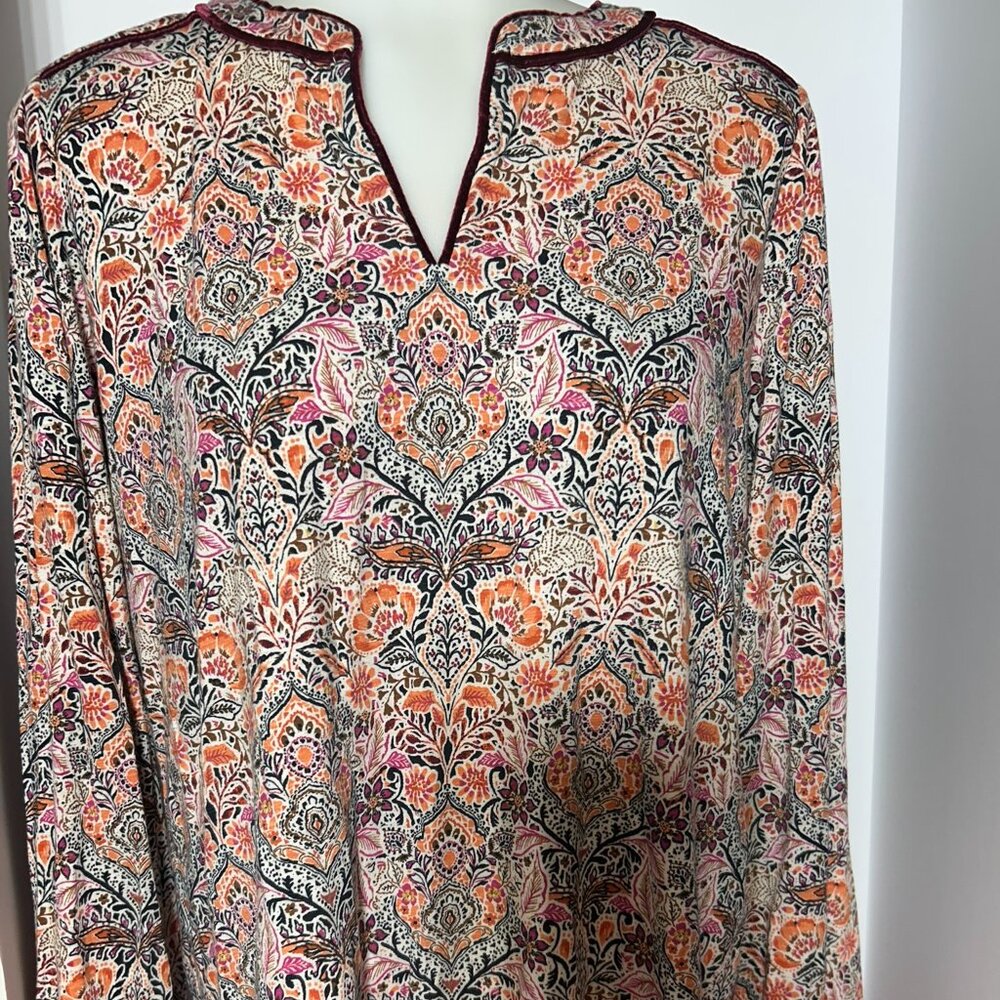 Ladies' J Jill XS BOHO Tunic w/ velveteen trim - Long Sleeve